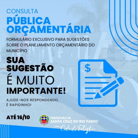 [FINANÇAS] CONSULTA PÚBLICA ORÇAMENTÁRIA